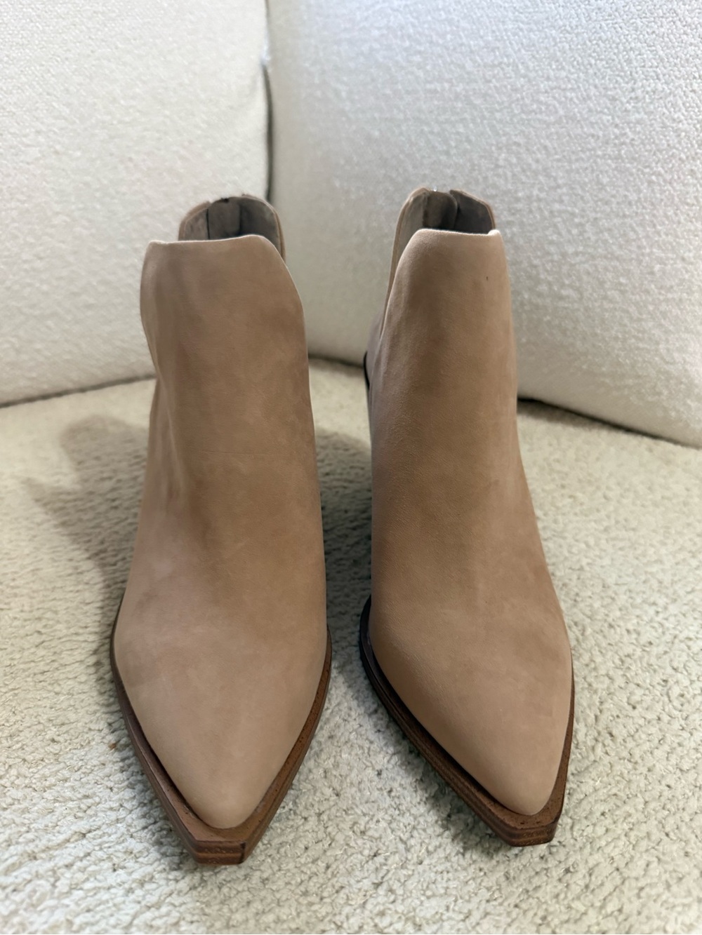 Vince Camuto Taupe Pointed Toe Ankle Booties